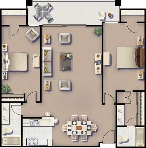 Palm Canyon Resort and Spa - Two Bedroom Floor Plan