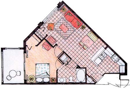 Summer Bay Resort - One- Bedroom Condo Floor Plan