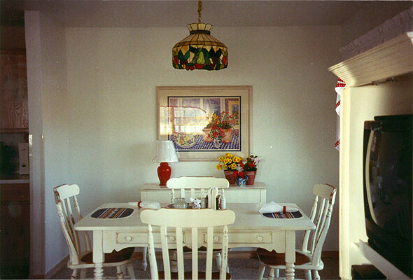 Dining area in a lake front building