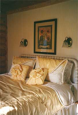 Bedroom in a two bedroom log cabin