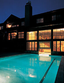 Indoor/outdoor pool at Grand Timber Lodge