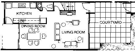Floor Plan of the 1st Floor of the Garden Townhouses