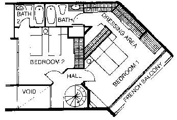 Floor Plan of the 2nd Floor of the Ocean View Townhouses
