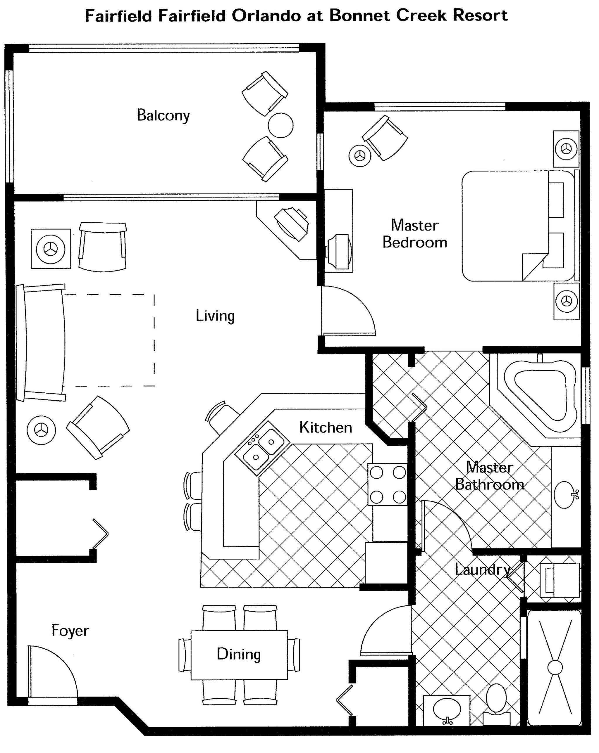 Wyndham Bonnet Creek Resort  - One Bedroom Floor Plan