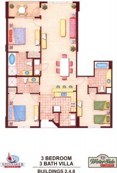 Waterside by Spinnaker - Three Bedroom Floor Plan