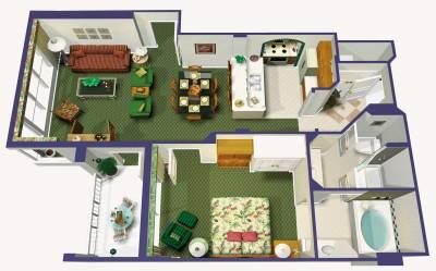 One-bedroom unit floorplan