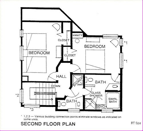 Ridge Top Village and Ridge Top Summit at Shawnee Resort - 2nd Floor Plan