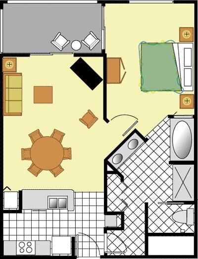 Celebration World Resort - Executive One Bedroom Floor Plan