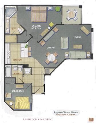 Cypress Pointe - Two Bedroom Floor Plan