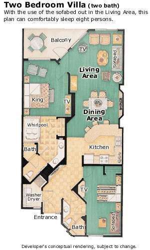 2-bedroom room layout at Marriott's Grande Ocean
