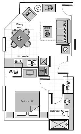 Sheraton Vistana Villages - One-Bedroom Villa Floorplan (approx 574 square feet)